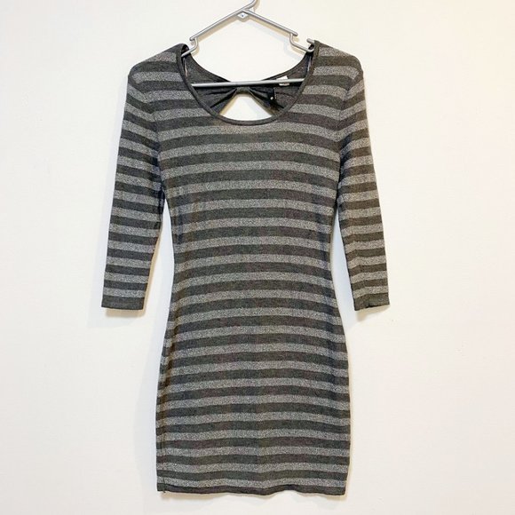 Vintage Y2K H&M Divided Striped Metallic Bodycon Mini Dress - Picture 4 of 10